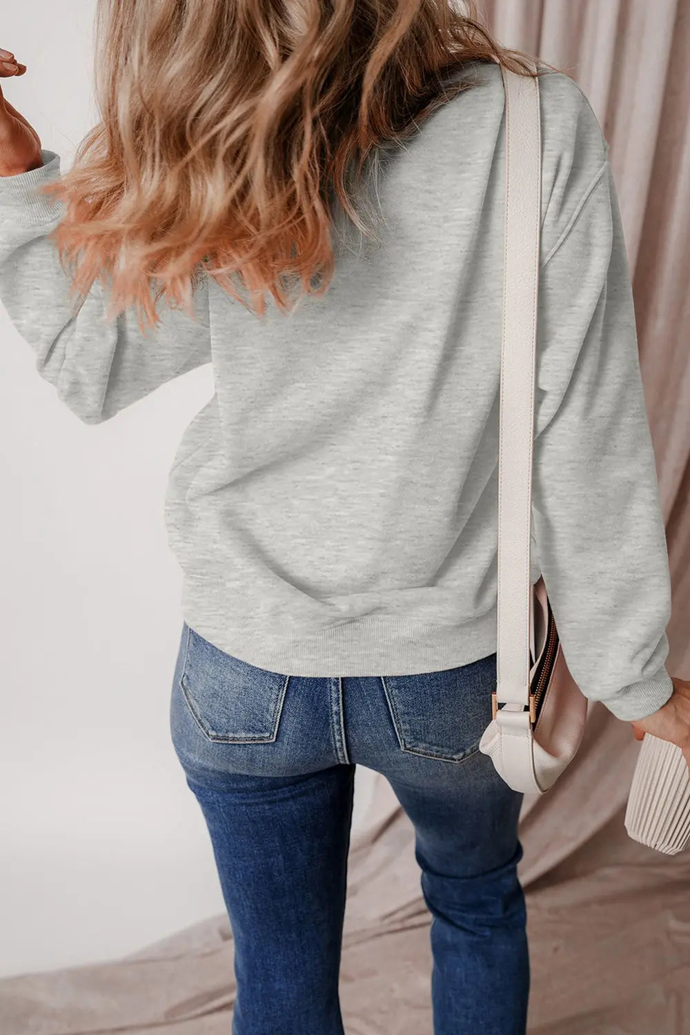 Round Neck Long Sleeve Sweatshirt - Image #4