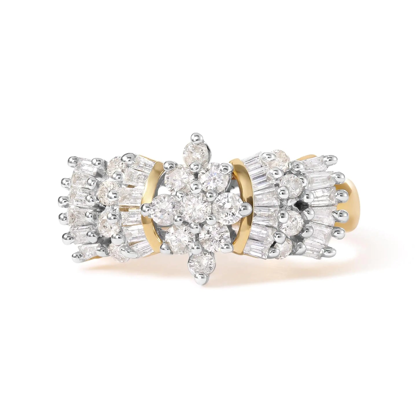 10K Yellow Gold 1.00 Cttw Diamond Starburst Ring Band (H-I Color, I1-I2 Clarity)