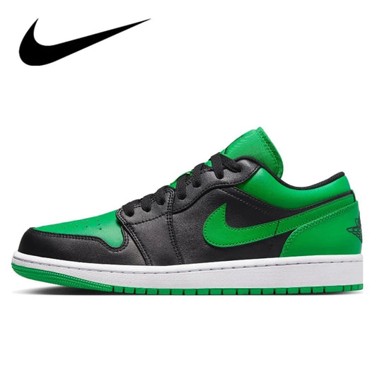 Nike Air Jordan 1 Retro Low Men Woman Basketball Shoes Classic Lucky Green Leather Comfortable Sports Casual Skateboard Sneakers