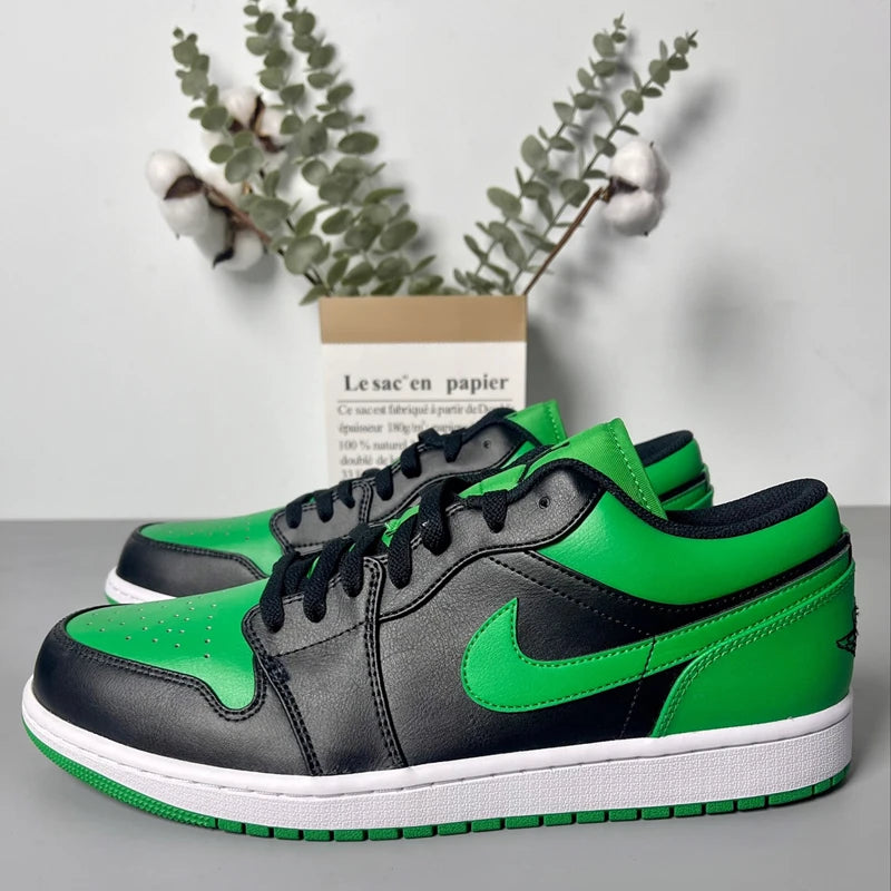 Nike Air Jordan 1 Retro Low Men Woman Basketball Shoes Classic Lucky Green Leather Comfortable Sports Casual Skateboard Sneakers