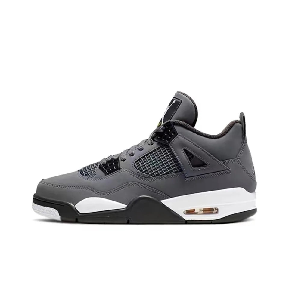 Original Air Jordan 4 Retro Bred Bull Anti-Slip Wear-resistant Retro Basketball Shoes Black and Red Men's Shoes