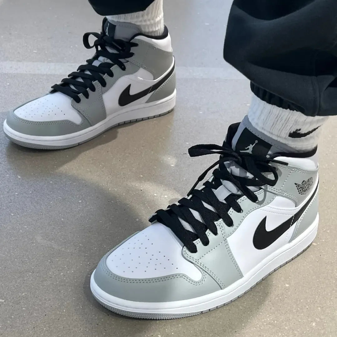 Nike Air Jordan 1 Mid "Light Smoke Grey"For Men's Retro Classic Basketball Sneakers Shoes 554724-092