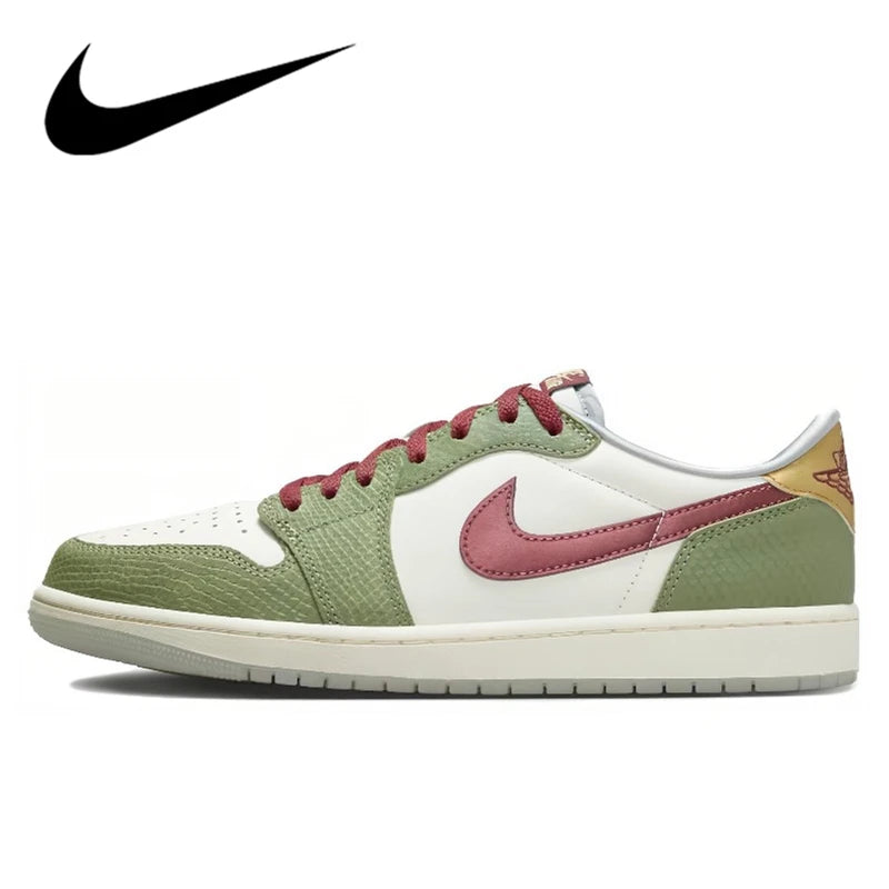 Nike Air Jordan 1 Retro Low Men Woman Basketball Shoes Classic Lucky Green Leather Comfortable Sports Casual Skateboard Sneakers