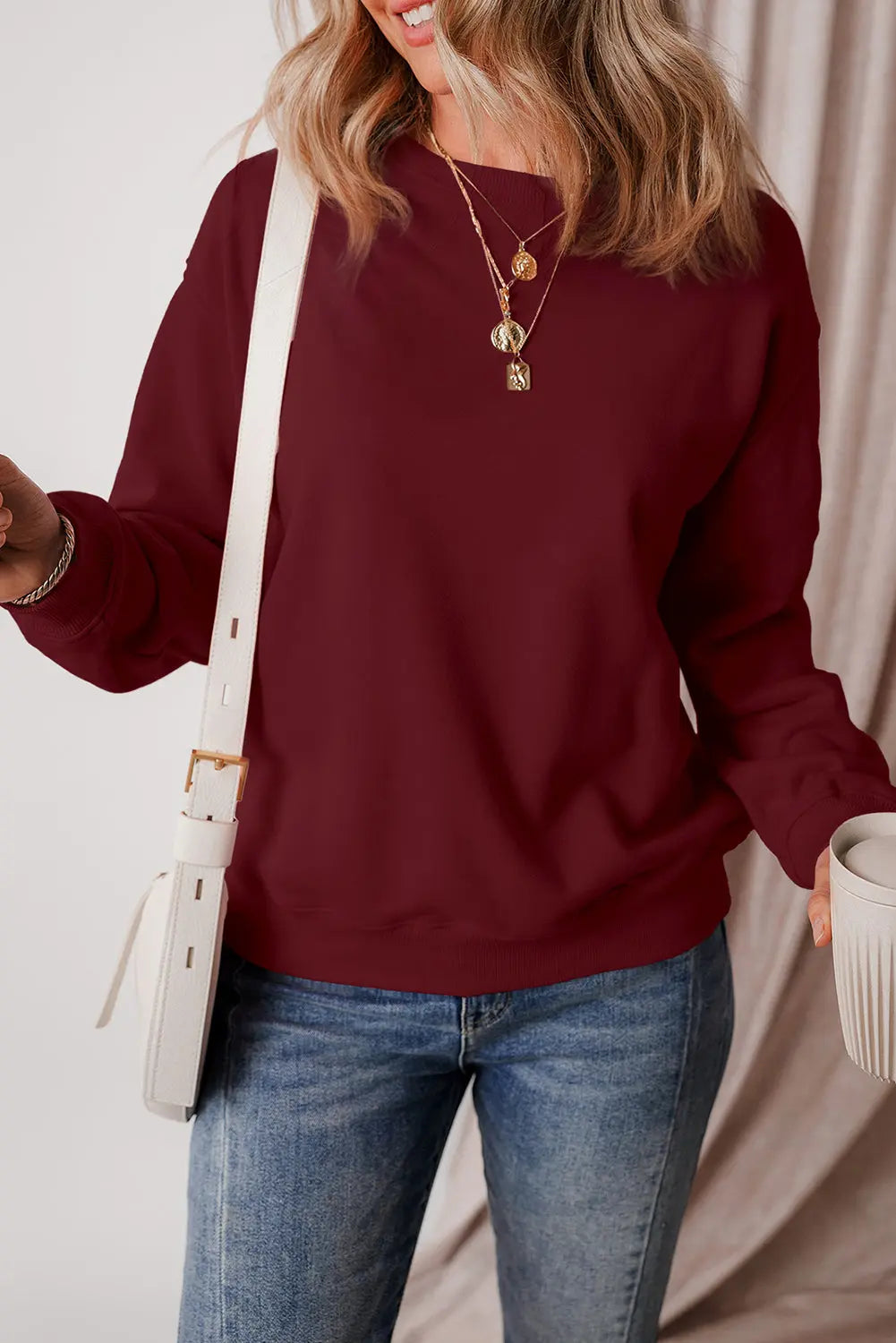 Round Neck Long Sleeve Sweatshirt - Image #11