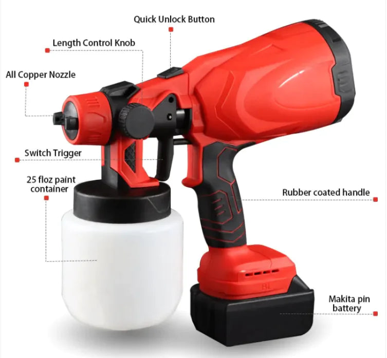 Electric Spray Gun High Pressure Automatic  Paint Portable Handheld Paint Watering Spray Gun